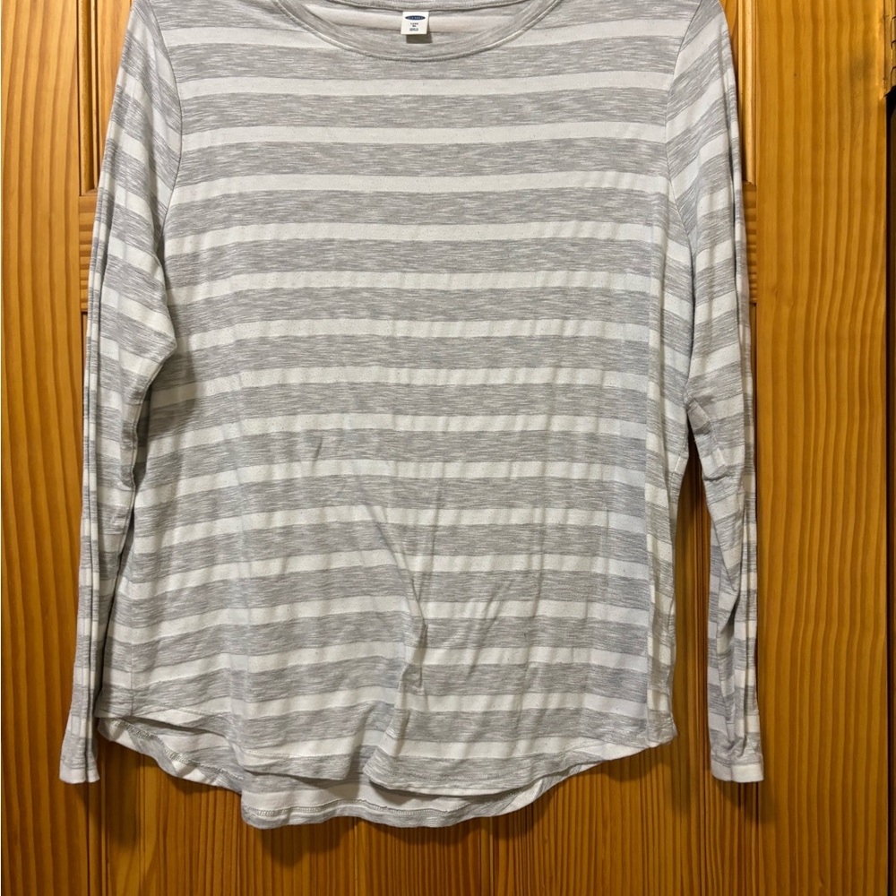 Striped Long Sleeve Top - Gray